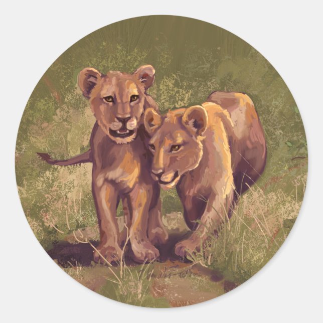 Sticker Rond Lion Cubs (Devant)