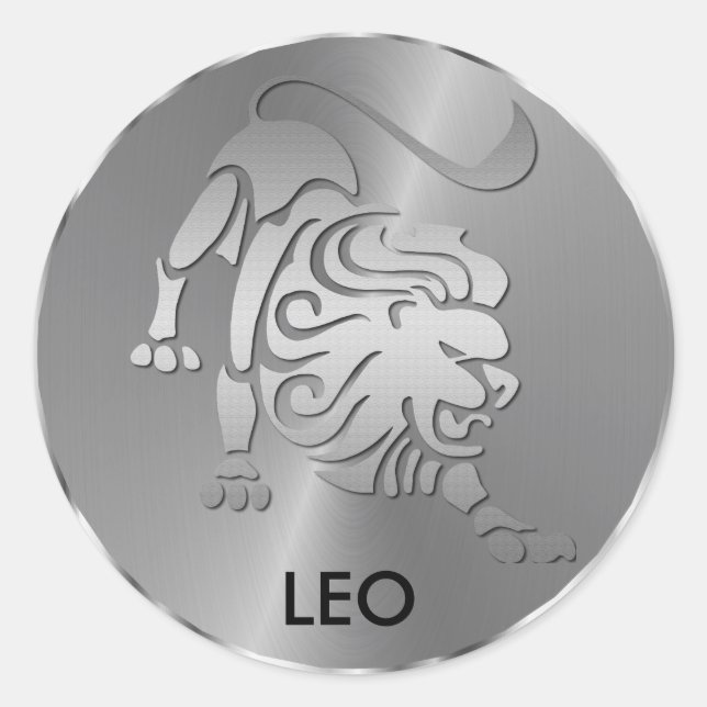 Sticker Rond Lion d'argent - Signe zodiaque (Devant)