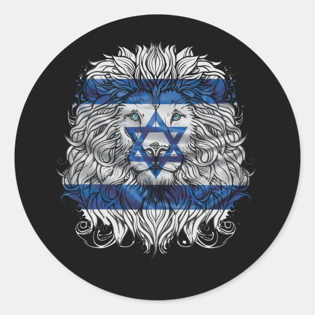 Sticker Rond Lion De Juda Pride Juive Israël Drapeau Jérusalem  (Devant)