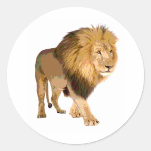 Sticker Rond Lion de marche