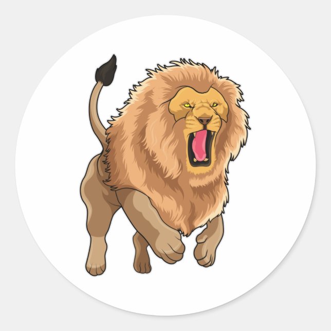 Sticker Rond Lion de saut (Devant)