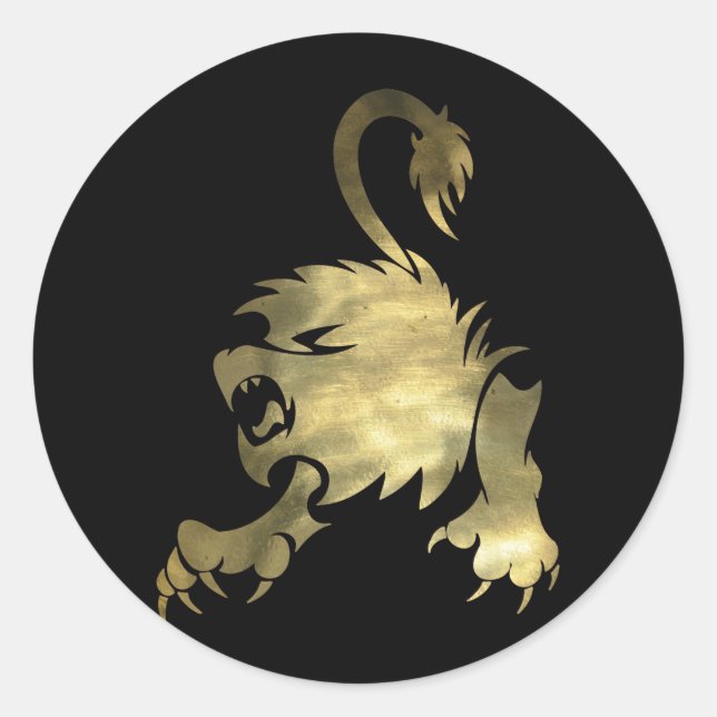 Sticker Rond Lion d'or Leo (Devant)