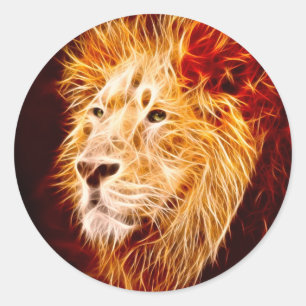 Sticker Rond Lion élémentaire