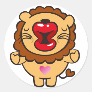 Sticker Rond lion embrassant