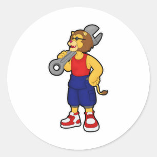 Sticker Rond Lion en mécanique avec clé