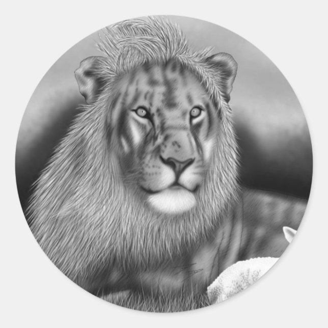 Sticker Rond Lion et agneau (Devant)