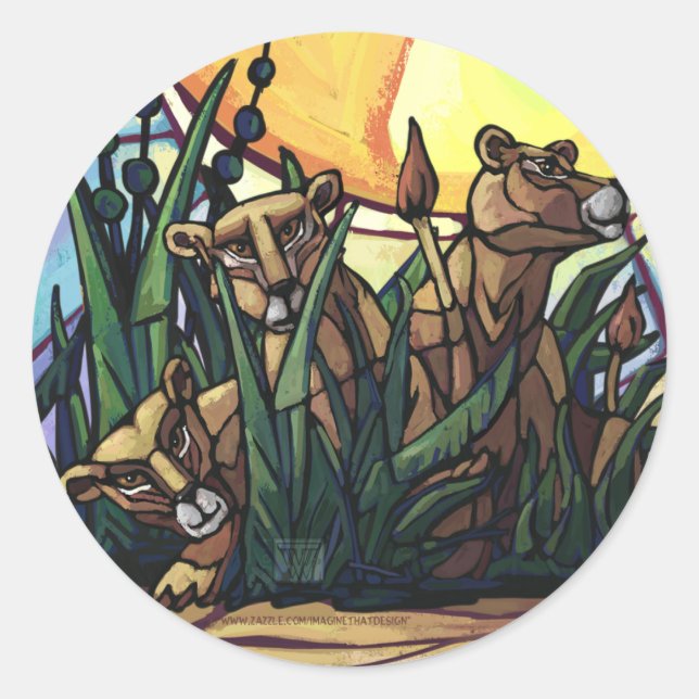 Sticker Rond Lion et petits (Devant)