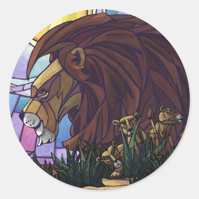 Sticker Rond Lion et petits (Devant)
