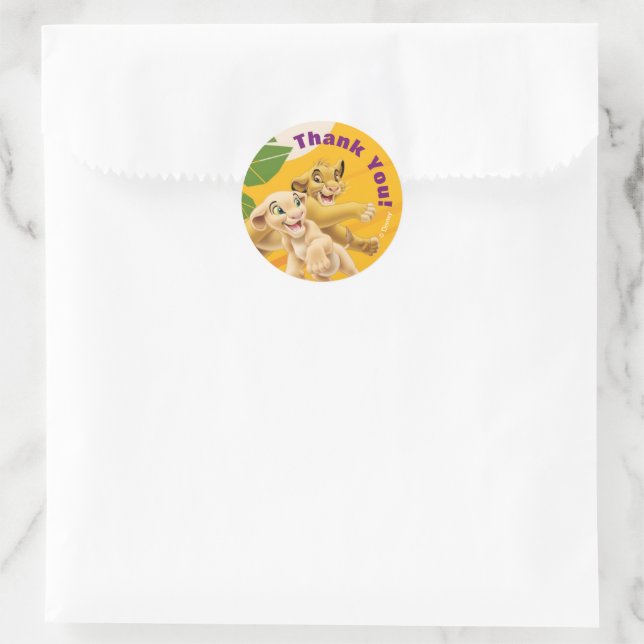 Sticker Rond Lion King Merci (Sac)