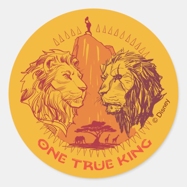 Sticker Rond Lion King | "One True King" Simba & Scar Sketch (Devant)