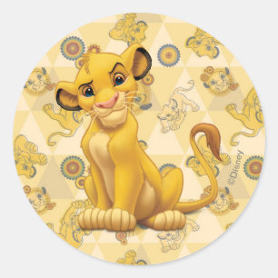 Sticker Rond Lion King   Simba sur le Motif triangle