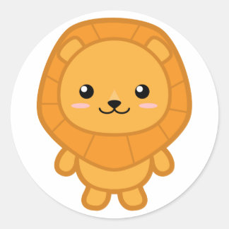 Sticker Rond Lion mignon