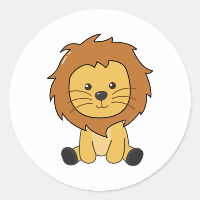 Sticker Rond Lion mignonne Animaux Pour Enfants Lion King (Devant)
