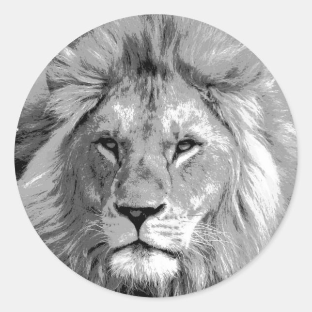 Sticker Rond Lion noir blanc (Devant)