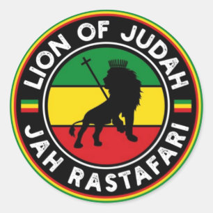 Sticker Rond Lion of Judah Jah Rasta Reggae Roots