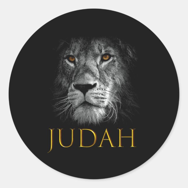 Sticker Rond Lion Of Judah Jesus Christian Faith Over Fear Prem (Devant)