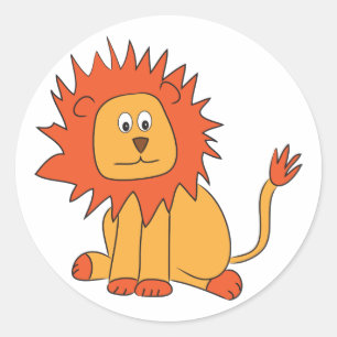 Sticker Rond Lion orange mignon