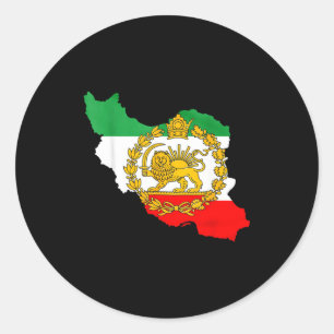 Sticker Rond lion persan, carte de l'Iran, drapeau iranien, lio