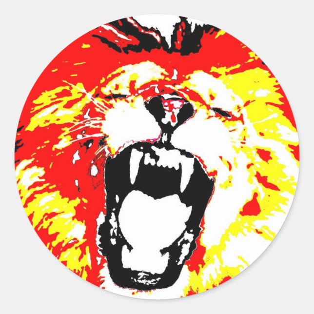 Sticker Rond Lion Roaring (Devant)