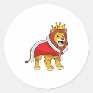 Sticker Rond Lion roi avec Couronne & Cap