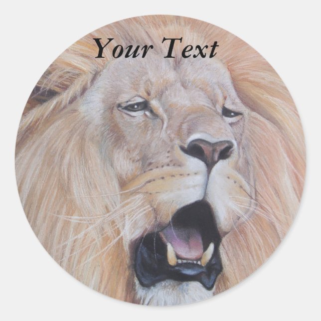 Sticker Rond lion rugissant gros chat faune classique (Devant)