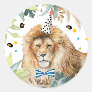 Sticker Rond Lion Safari Party Animal Birthday Favor Decor