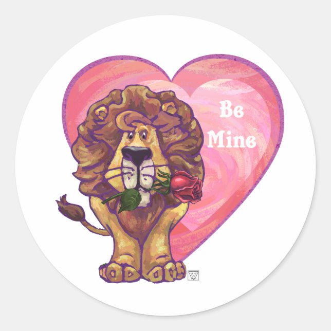 Sticker Rond Lion Saint Valentin (Devant)