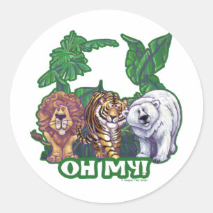 Sticker Rond Lions Tiger Ours Oh Mon