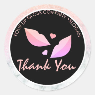 Sticker Rond Lip Gloss Business Logo Marbre Parties scintillant