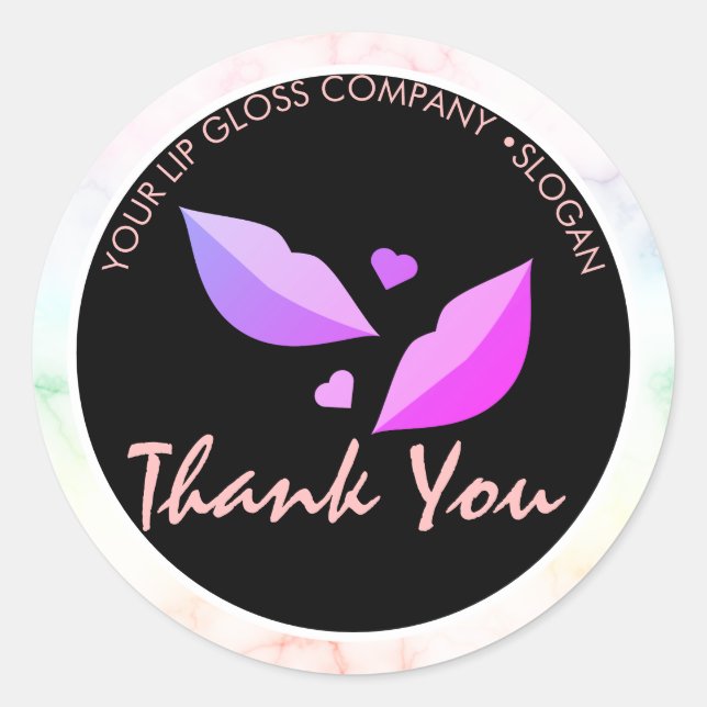 Sticker Rond Lip Gloss Logo d'entreprise Marbre arc-en-ciel (Devant)