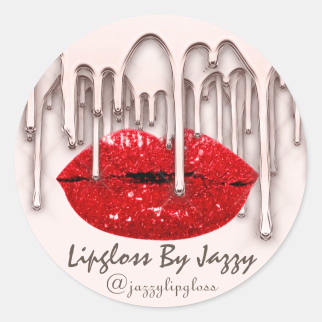 Sticker Rond Lipgloss Par IG Rose Red Drift Produit Cosmétique (Devant)