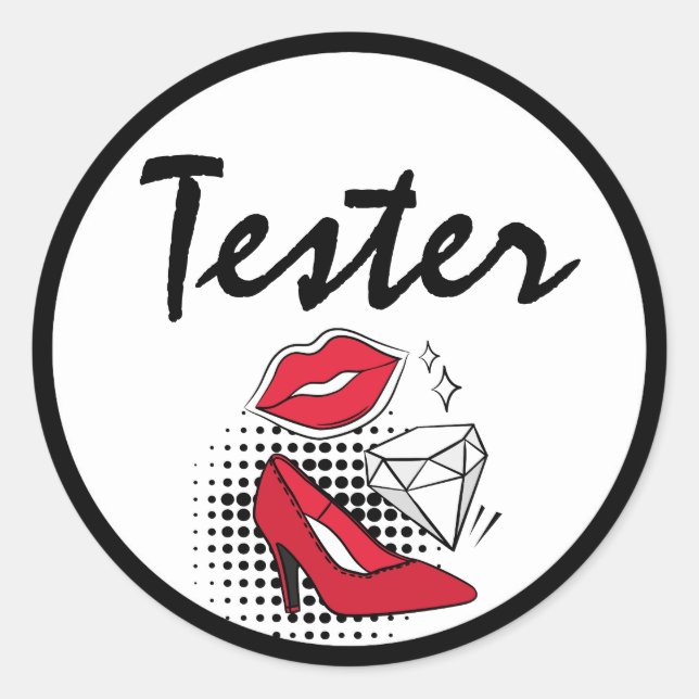 Sticker Rond Lipstick Distributeur Tester Moderne Lips Kiss Éti (Devant)