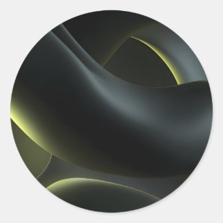 Sticker Rond Liquid Chrome Abstract: Dark Iridescence