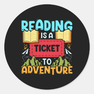 Sticker Rond Lire le livre de l'enseignant de la bibliothèque d