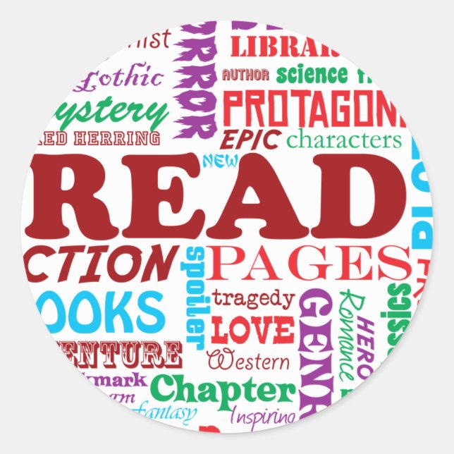 Sticker Rond Lisez tous à son sujet ! (Devant)