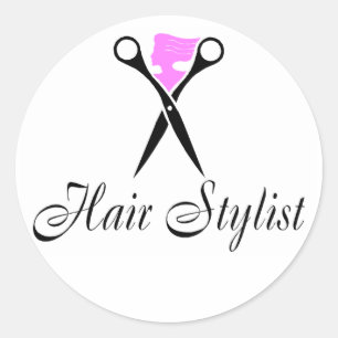 Sticker Rond Liste De Cheveux (Ciseaux/Rose)