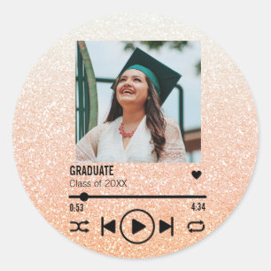 Sticker Rond Liste de lecture de chansons photo de Rose personn