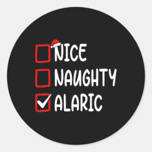 Sticker Rond Liste de vérification de Noël Nice Naughty Alaric 
