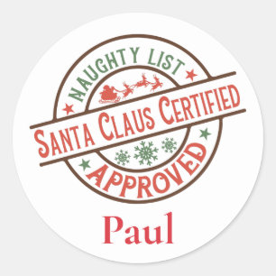 Sticker Rond Liste de vilains certifiés Père Noël Noël