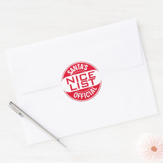 Sticker Rond Liste officielle de Nice père Noël | Gros Seaux de (Enveloppe)