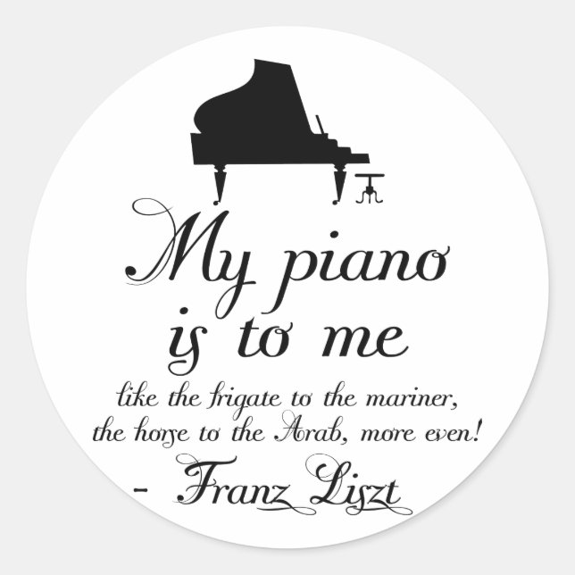 Sticker Rond Liszt Piano Classic Music (Devant)