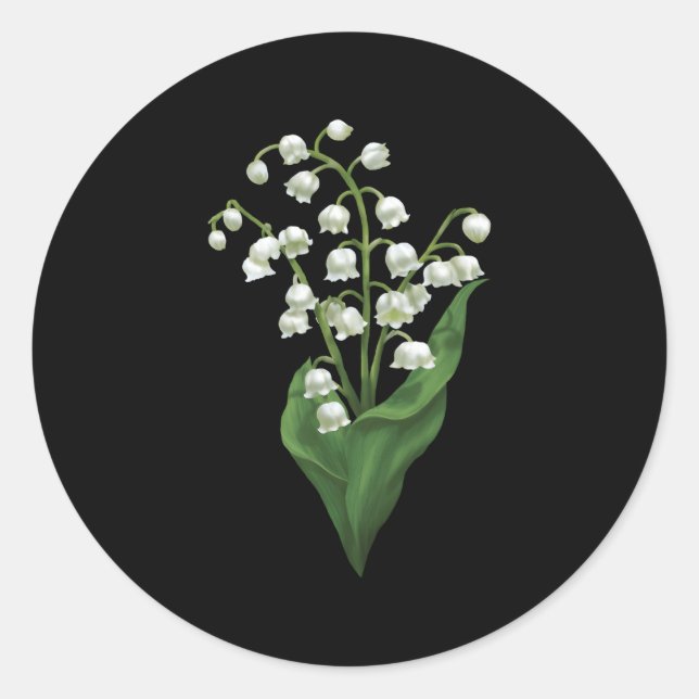 Sticker Rond Lit Blanche De L'Aquarelle Fleur De Vallée (Devant)