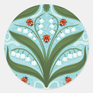 Sticker Rond Lit de la vallée et la symétrie des coccinelles en
