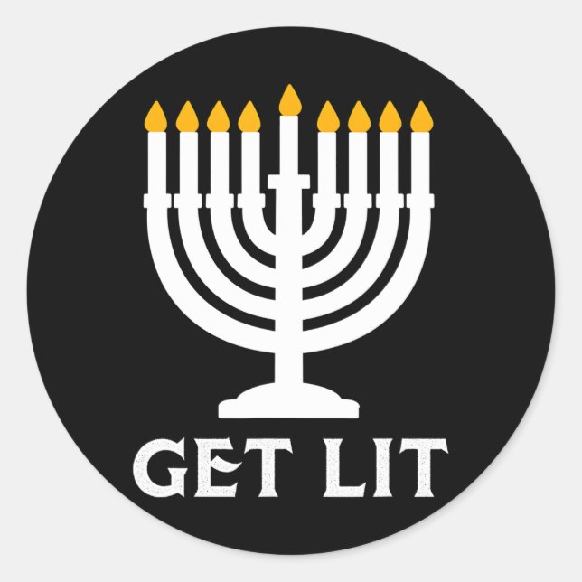 Sticker Rond Lit Hanoukka Menorah (Devant)