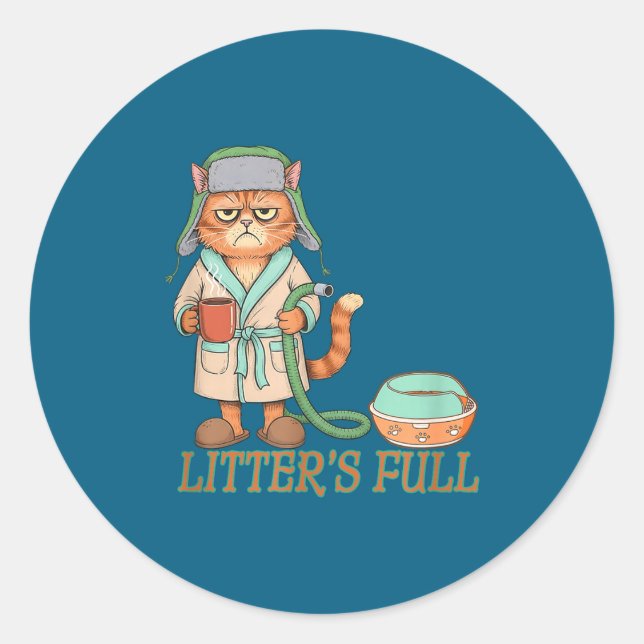 Sticker Rond Litters Full Funny Cat Lovers Christmas Funny Gift (Devant)