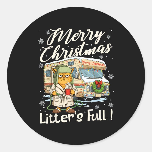 Sticker Rond Litter's Full Funny Cat Parody Outfit Sarcastic Ch (Devant)