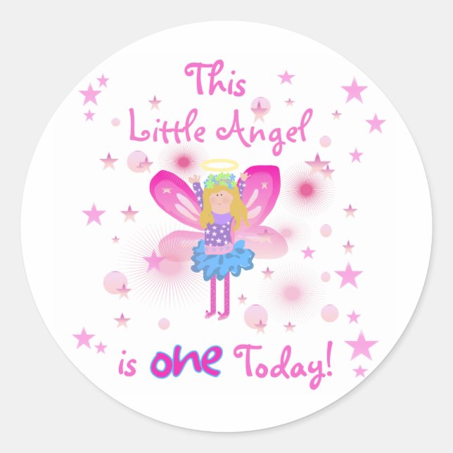 Sticker Rond Little Angel 1er Anniversaire Tshirts et cadeaux (Devant)