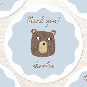 Sticker Rond Little Bear Cub Merci personnalisé