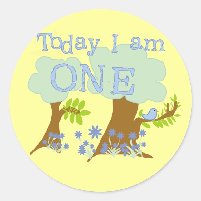 Sticker Rond Little Bluebird 1er Anniversaire Tshirts et cadeau (Devant)