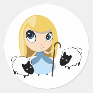 Sticker Rond Little Bo Peep et son mouton